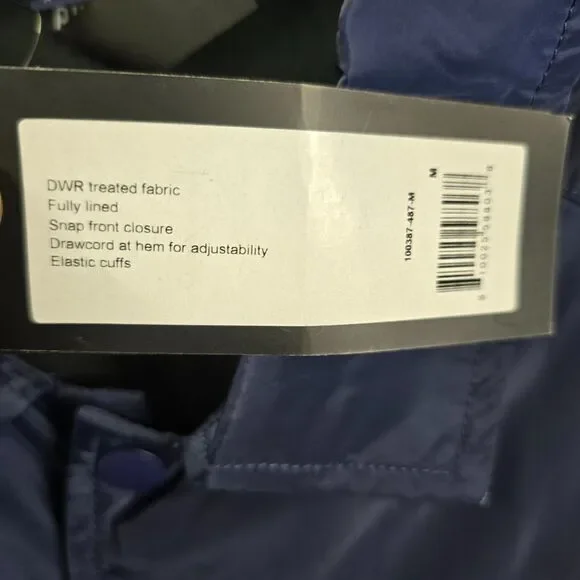 NWT Rhone Men's 100% Polyester Lined Snap Button Windbreaker Jacket Size M